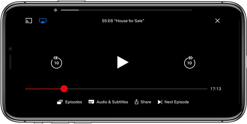 Netflix iPhone unobtrusive volume slider