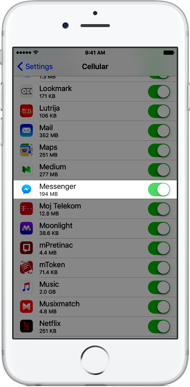FAcebook Messenger cellular data image 001