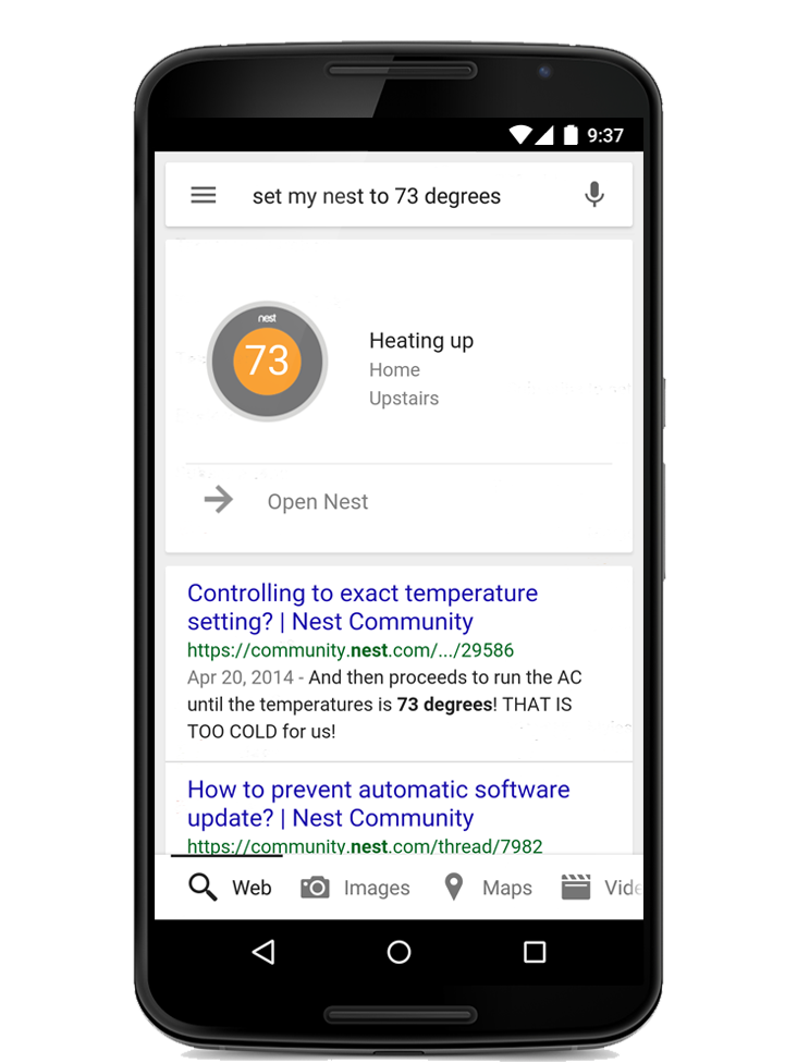 Google 5.0 for Android (Nest integration)