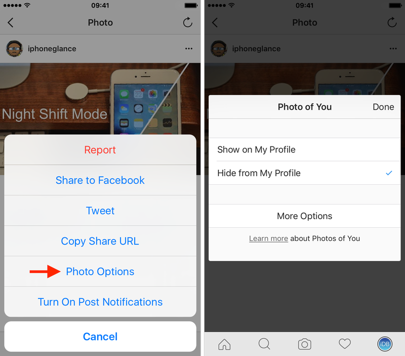 instagram hide from profile