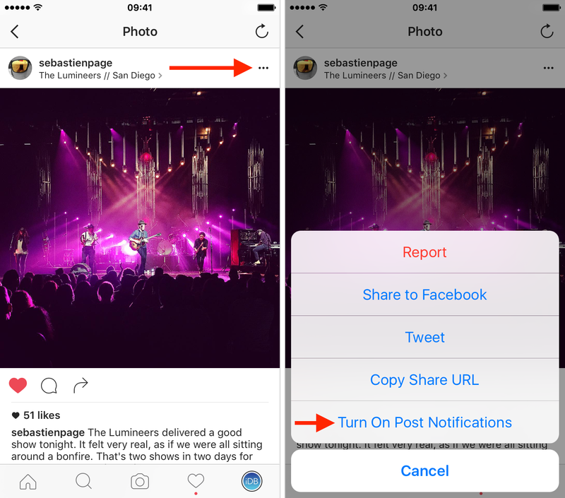 Instagram post notifications