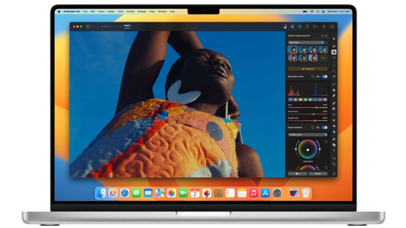 Editing a photo in Pixelmator Pro 3.1 on MacBook Pro