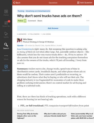Quora 4.0 for iOS (iPad screenshot 001)