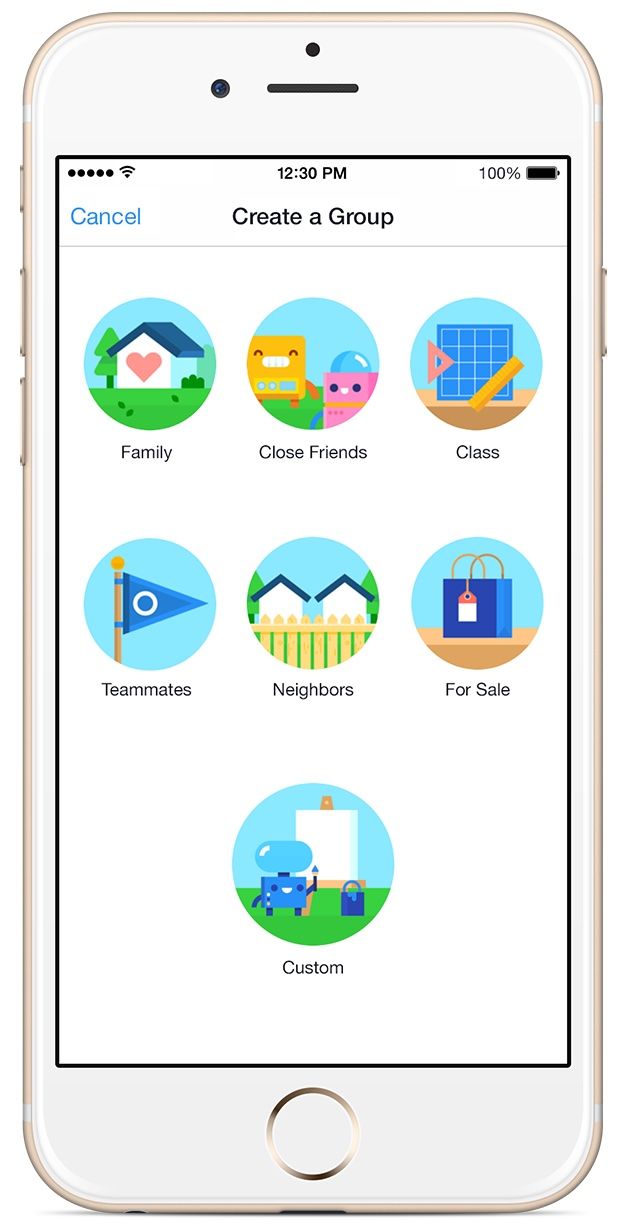 Facebook Groups 1.0 for iOS (iPhone screenshot, create)