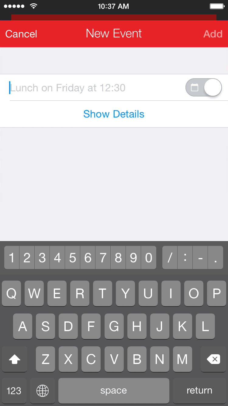 Fantastical 2.4 for iPhone New Event Animation
