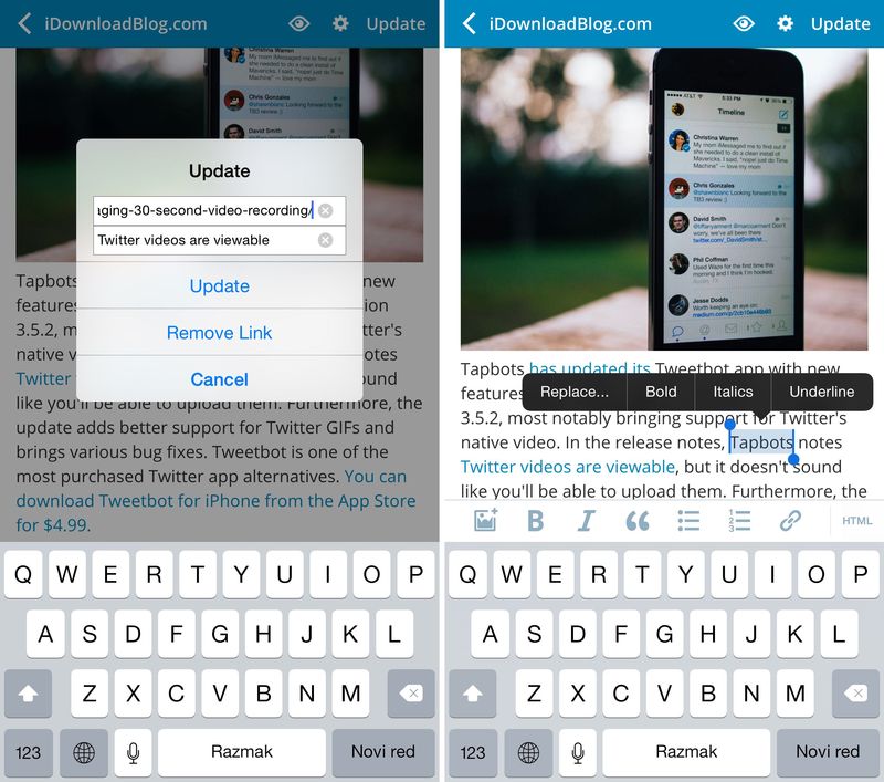 WordPress 4.8 for iOS iPhone screenshot 002