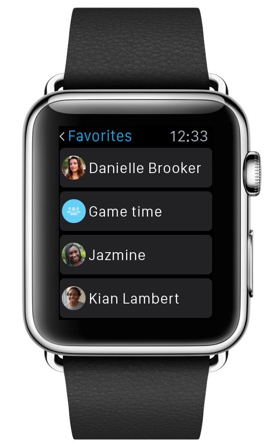 Skype for Apple Watch Favorite contacts