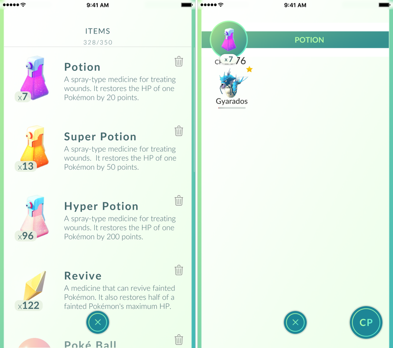 Les objets Pokémon guérissent du gymnase