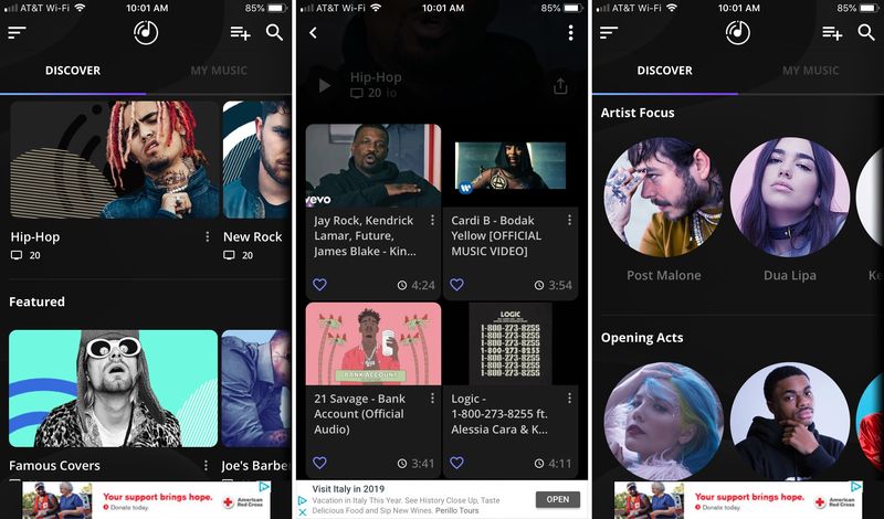 application de musique io sur iPhone
