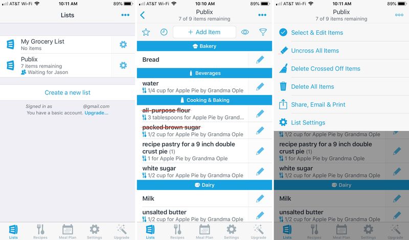 Application de liste de courses AnyList pour iPhone