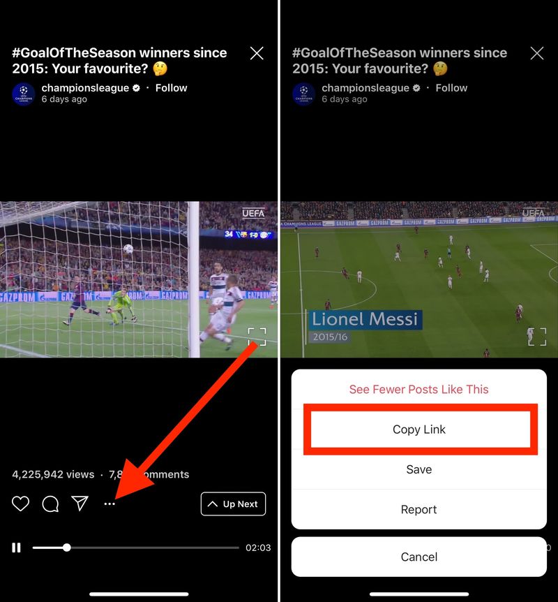 Sélectionnez la vidéo IGTV que vous souhaitez télécharger