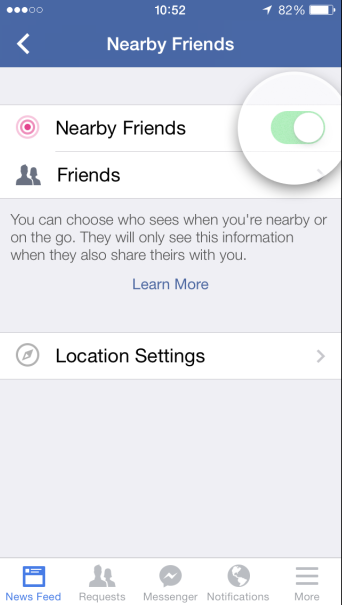 Amis proches de Facebook (capture d