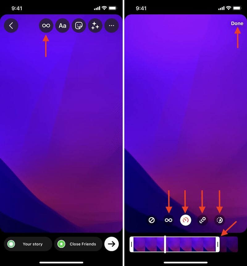 Transformez Live Photo en Boomerang dans Instagram