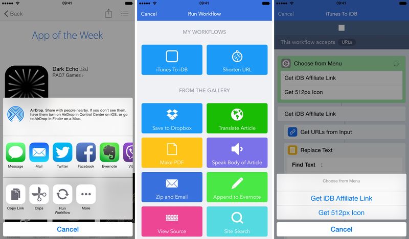 iTunes affiliate link Workflow iPhone screenshot 001