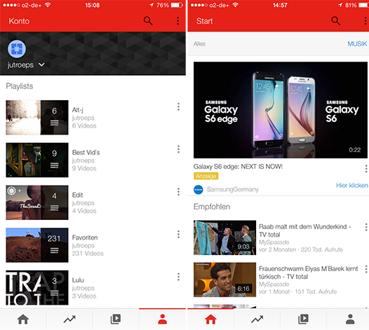 YouTube iOS Material Design iPhone screenshot 001