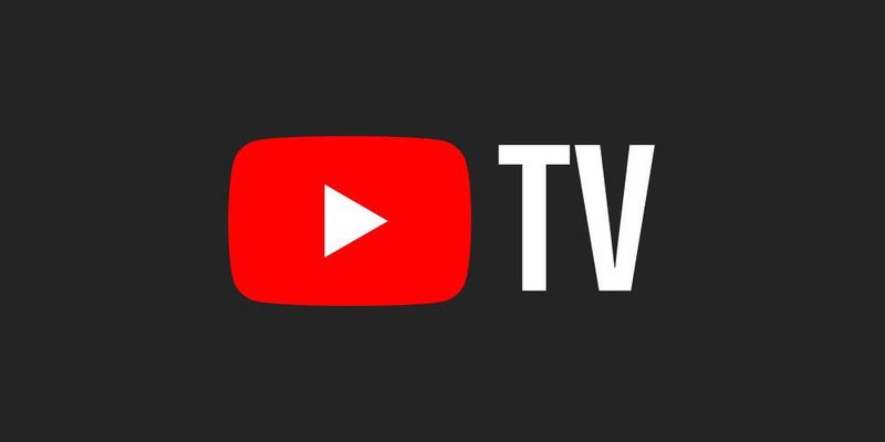 YouTube TV logo set against an all-black solid background