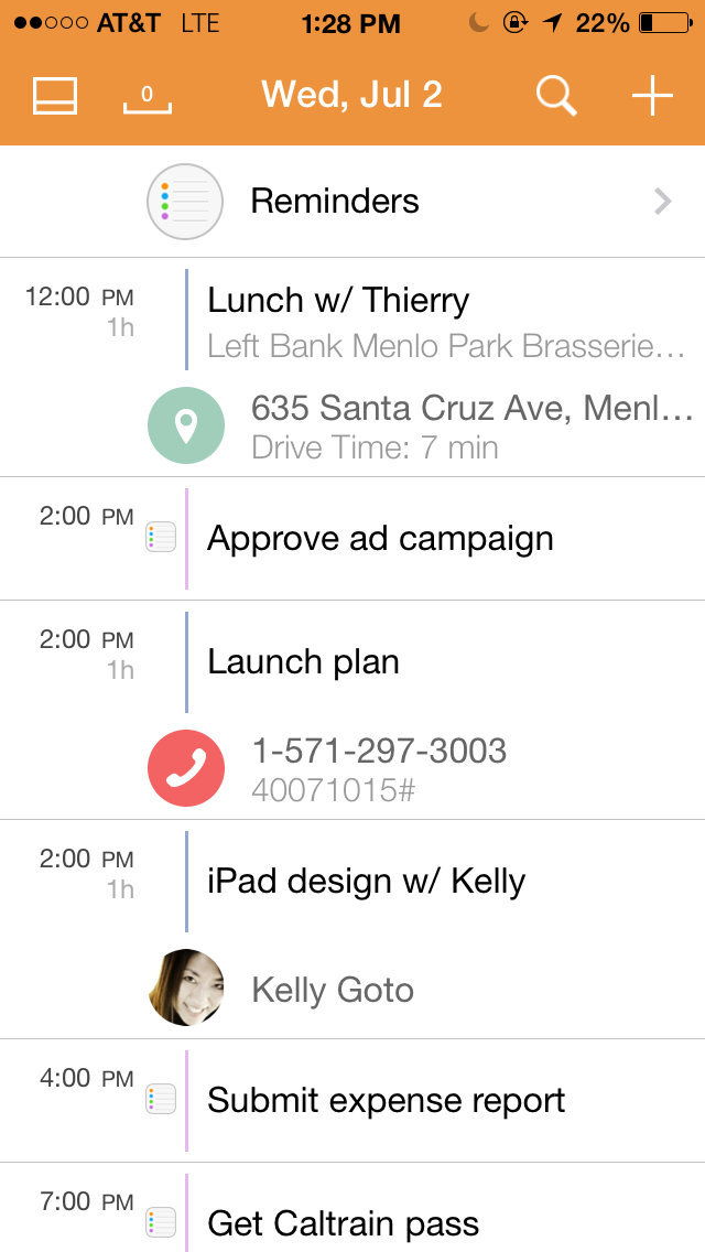 Tempo Smart Calendar 1.4 for iOS (Reminders, iPhone screenshot 001)