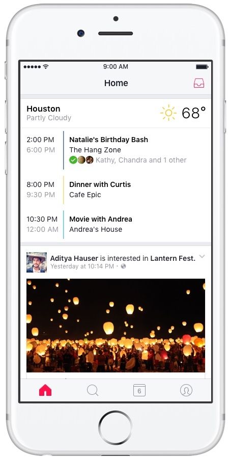 Facebook Events Home iPHone screenshot 001