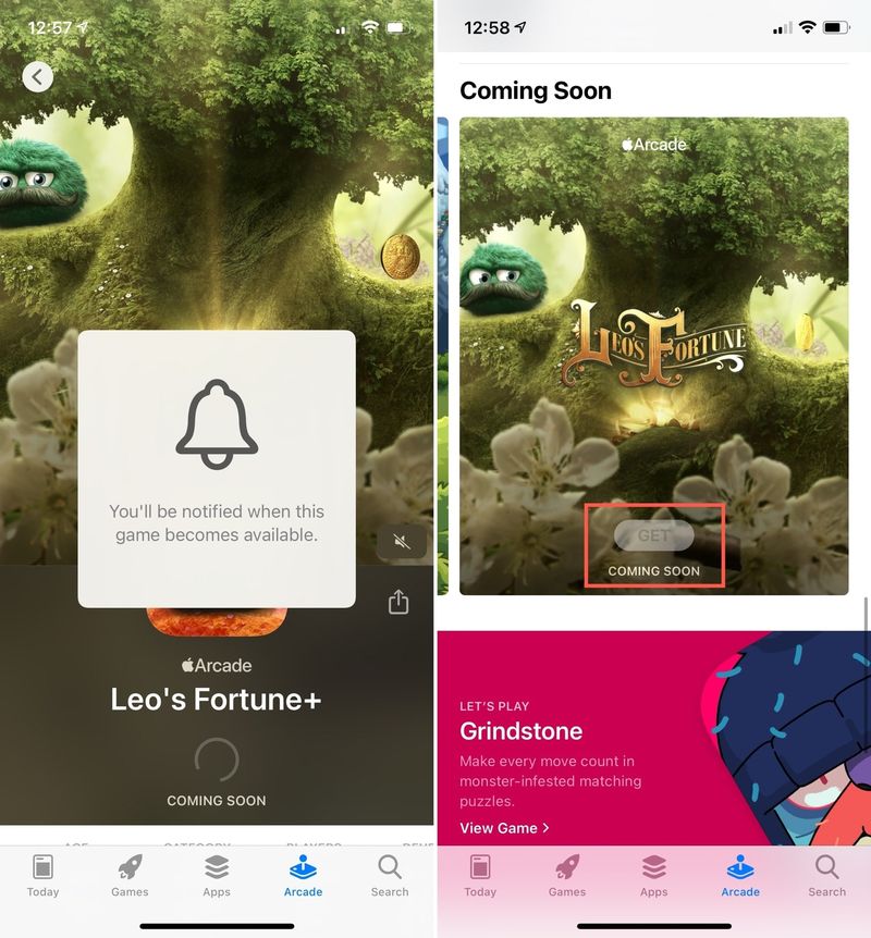 Apple Arcade on iPhone New Game Notification