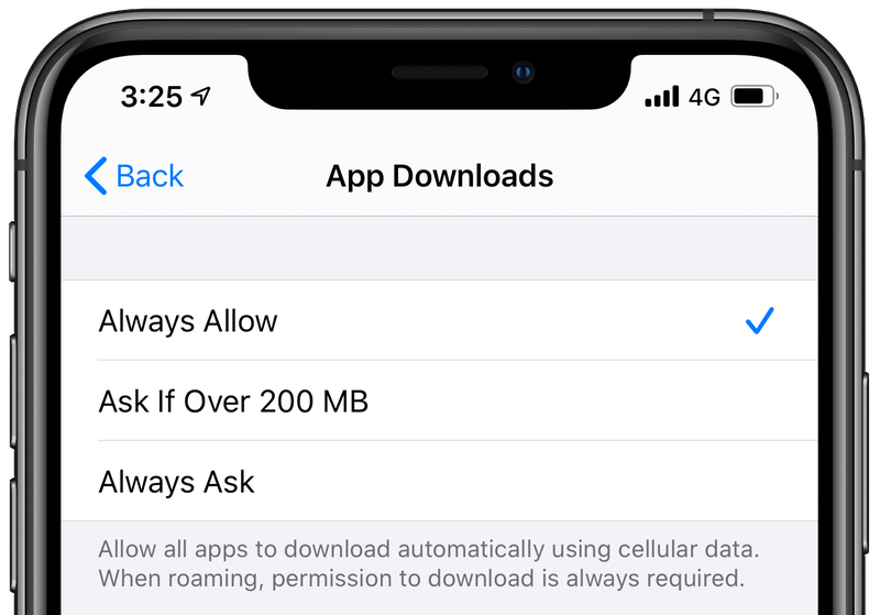 app store cellular download limit