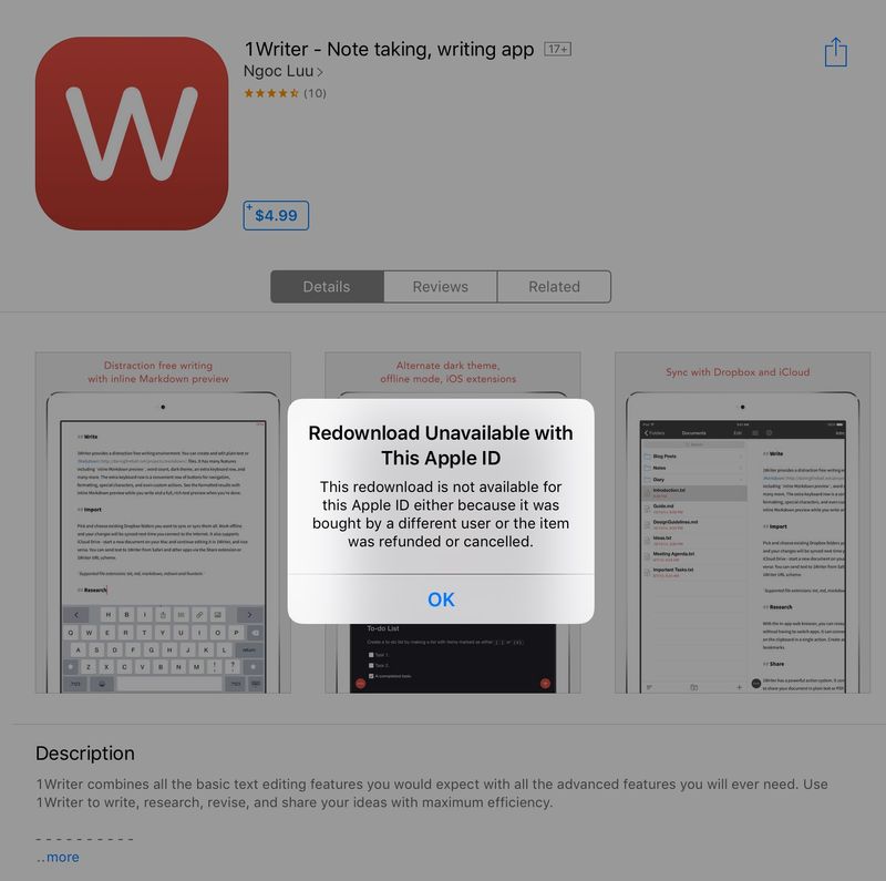 Redownload Unavailable Refunded Purchase