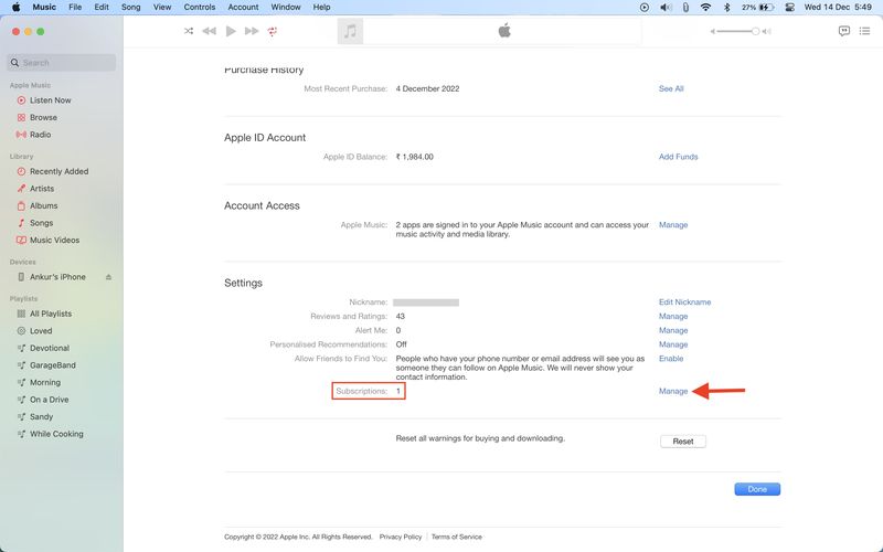 Consultez vos abonnements sur Mac dans l