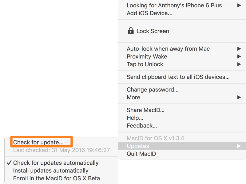 Check for Updates MacID