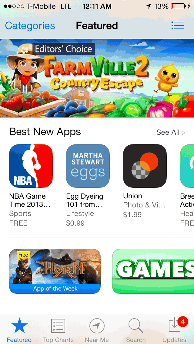 iOS 7 App Store en vedette