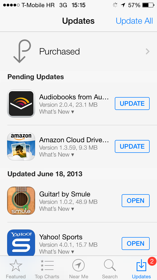 iOS 7 (App Store, pending Updates 001)