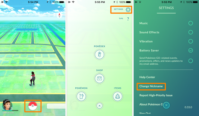 Pokemon GO Changer de pseudo