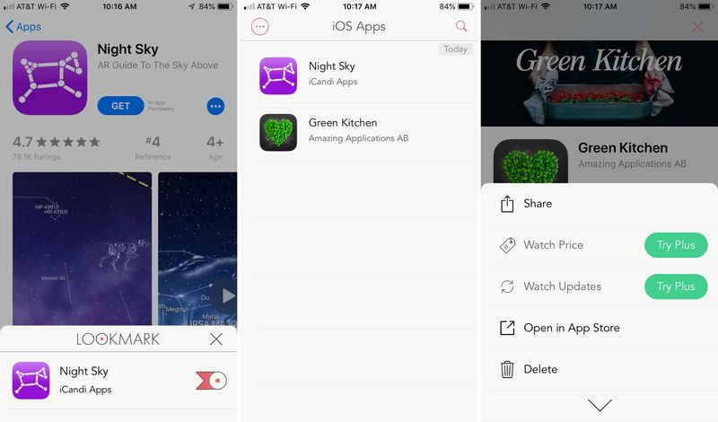 Ajouter une application à la liste de souhaits dans Lookmark