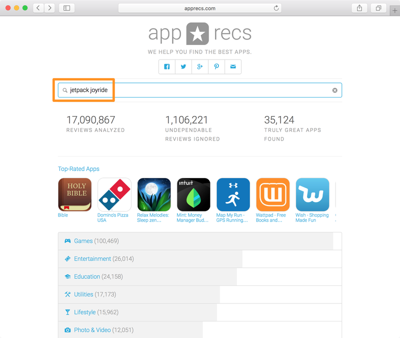 apprecs search for an app