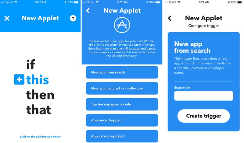 IFTTT Create Trigger