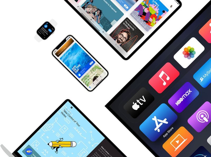 A teaser image showing App Store running on multiple Apple devices like iPhone, iPad, Apple TV and Apple Watch