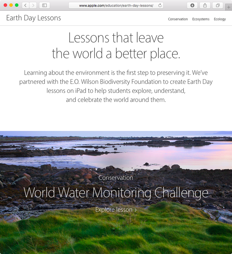 Apple Earth Day lessons web screenshot 001