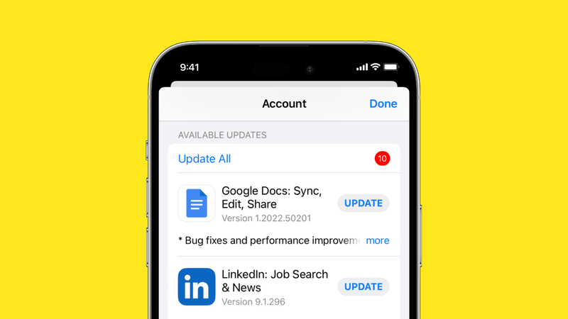 Available app updates in iPhone App Store