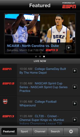 WatchESPN 1.7 for iOS (iPhone screenshot 001)