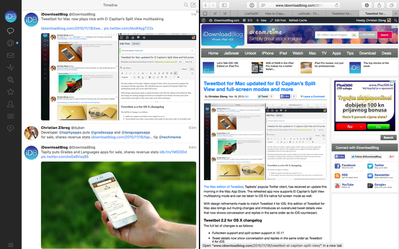 Tweetbot for OS X Split View multitasking El Capitan Mac screenshot 002