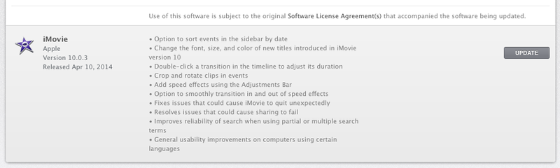 apple imovie update