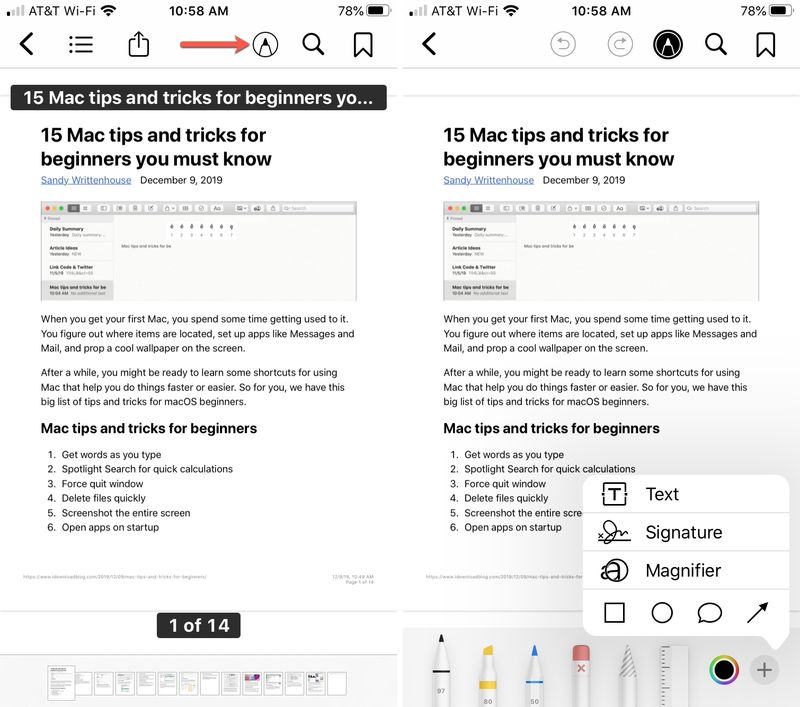 Mark Up PDF in Books iPhone