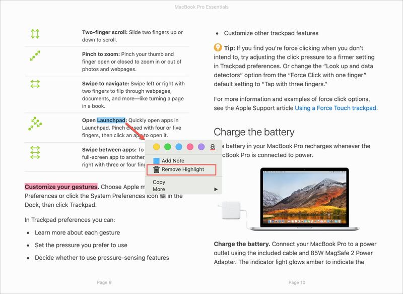 Livres Mac Supprimer la surbrillance