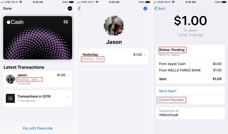 Paiement Apple Cash Annuler iPhone