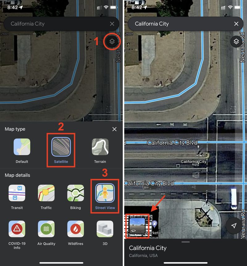 Street View dans Google Maps iPhone