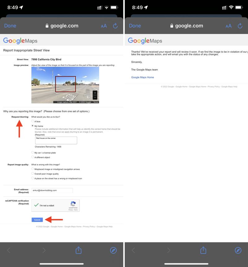 Signaler un Street View inapproprié dans Google Maps