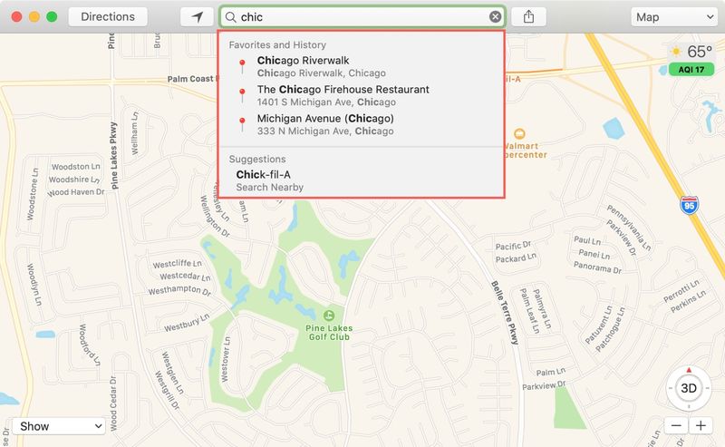 Map Search on Mac