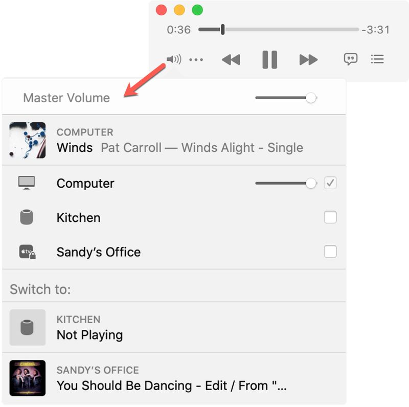 MiniPlayer Master Volume