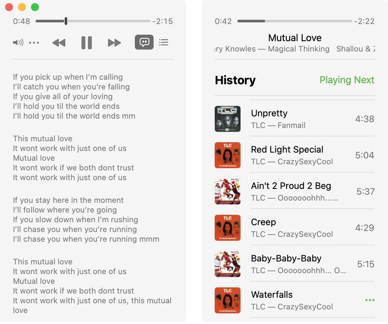 MiniPlayer Lyrics Playing Next