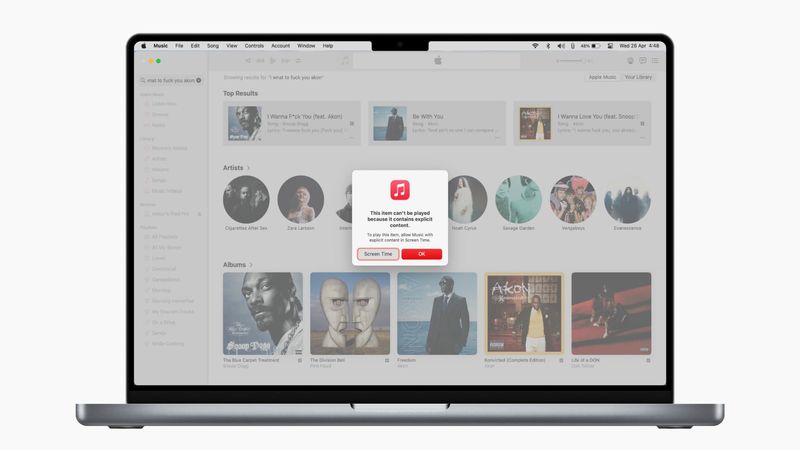 Explicit music blocked on Mac