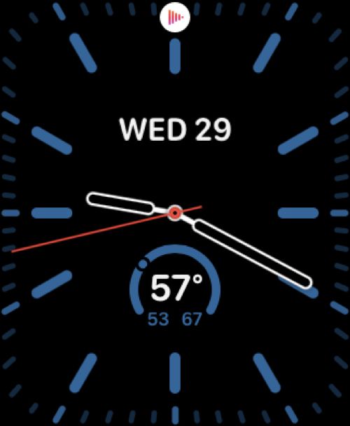 Indicateur de musique en cours de lecture sur Apple Watch