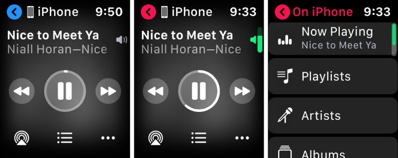 Lecture en cours de musique iPhone sur Apple Watch